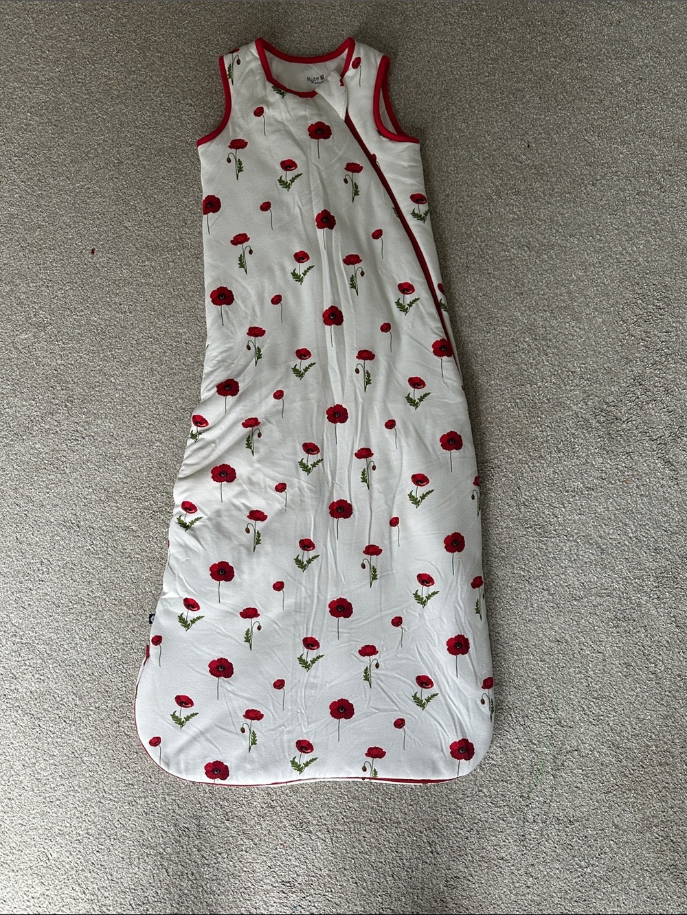 Kyte baby Sleeveless White Baby Sleep Sack with Red Poppy Print